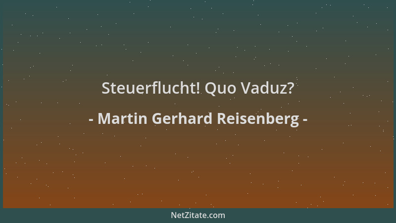 Martin Gerhard Reisenberg - Steuerflucht! Quo Vaduz?...