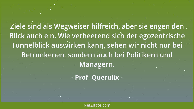 Prof. Querulix - Ziele sind als Wegweiser hilfreich, aber sie engen den Blick auch ein. Wie verheerend sich der egozentrisc...