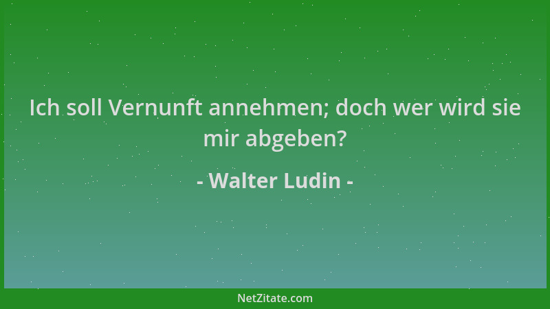 Walter Ludin - Ich soll Vernunft annehmen; doch wer wird sie mir abgeben?...