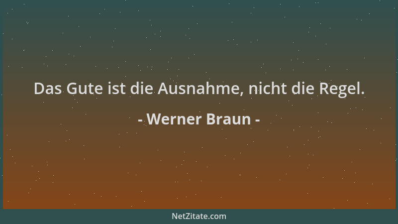 Werner Braun - Das Gute ist die Ausnahme, nicht die Regel....