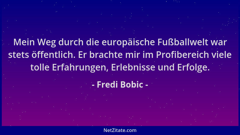 Fredi Bobic - Mein Weg durch die europäische Fußballwelt war stets öffentlich. Er brachte mir im Profibereich viele tolle E...