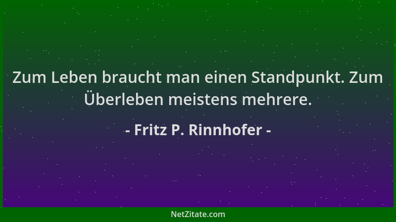 Fritz P. Rinnhofer - Zum Leben braucht man einen Standpunkt. Zum Überleben meistens mehrere....