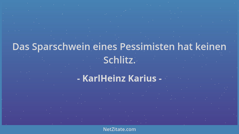 KarlHeinz Karius - Das Sparschwein eines Pessimisten hat keinen Schlitz....