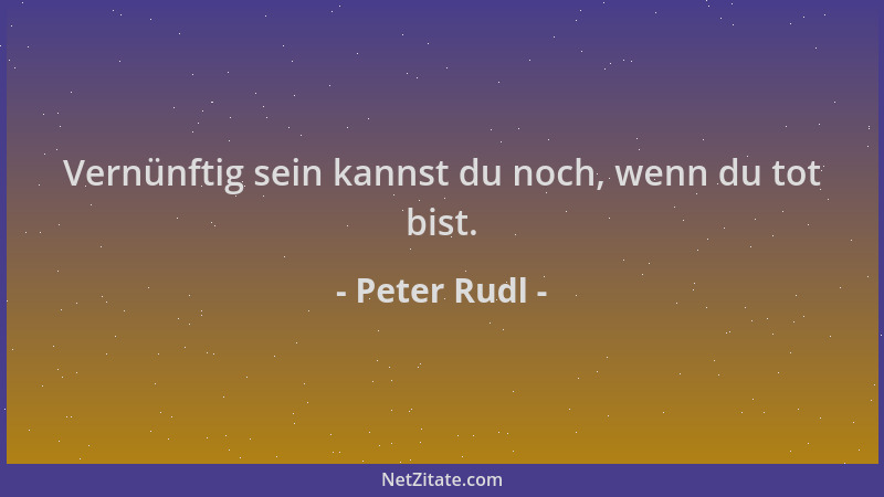 Peter Rudl - Vernünftig sein kannst du noch, wenn du tot bist....