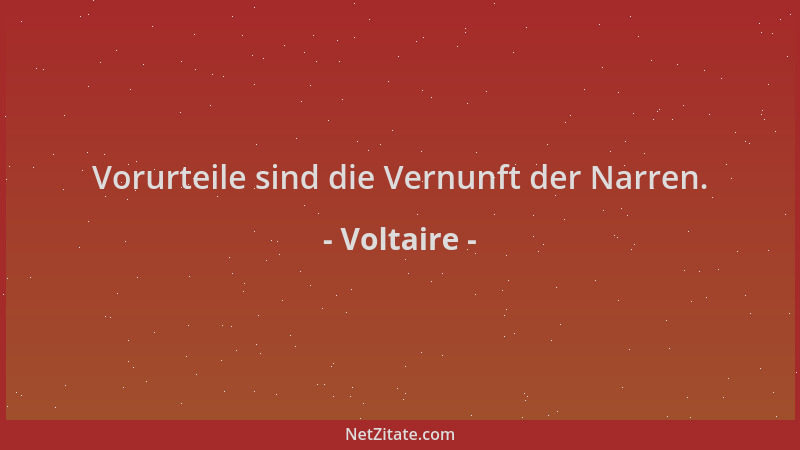 Voltaire - Vorurteile sind die Vernunft der Narren....