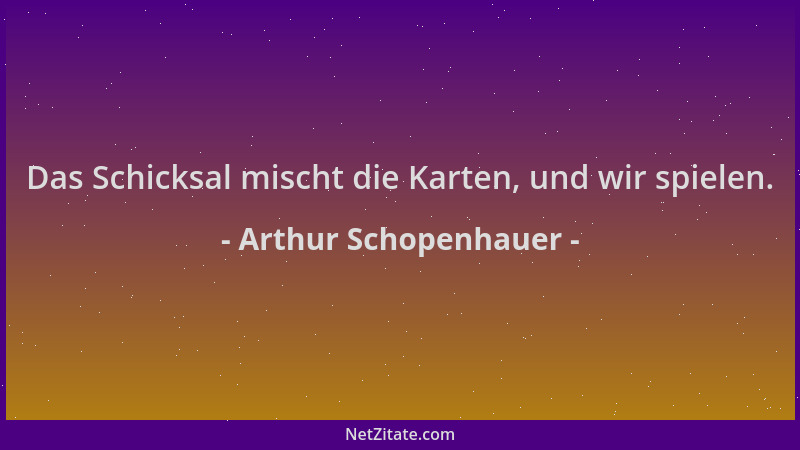 Arthur Schopenhauer - Das Schicksal mischt die Karten, und wir spielen....