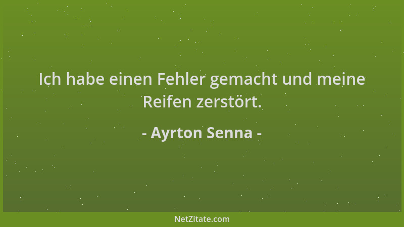 Ayrton Senna - Ich habe einen Fehler gemacht und meine Reifen zerstört....