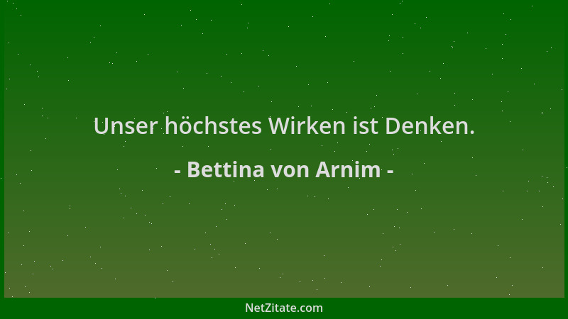 Bettina von Arnim - Unser höchstes Wirken ist Denken....