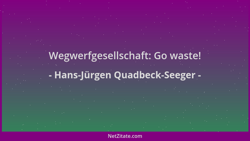 Hans-Jürgen Quadbeck-Seeger - Wegwerfgesellschaft: Go waste!...