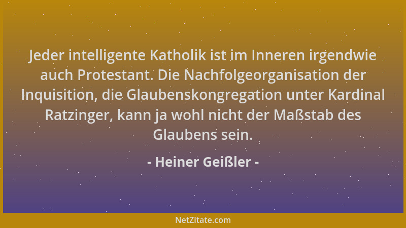Heiner Geißler - Jeder intelligente Katholik ist im Inneren irgendwie auch Protestant. Die Nachfolgeorganisation der Inquis...