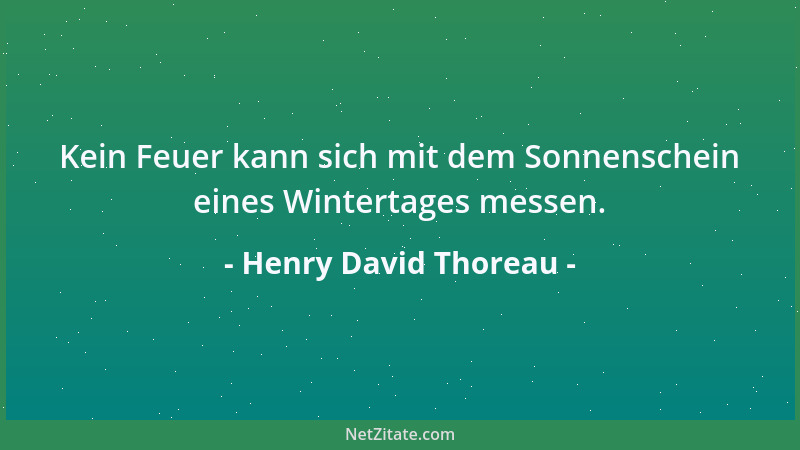 Henry David Thoreau - Kein Feuer kann sich mit dem Sonnenschein eines Wintertages messen....