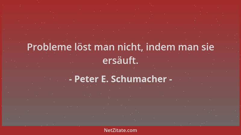 Peter E. Schumacher - Probleme löst man nicht, indem man sie ersäuft....