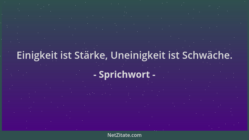 Sprichwort - Einigkeit ist Stärke, Uneinigkeit ist Schwäche....