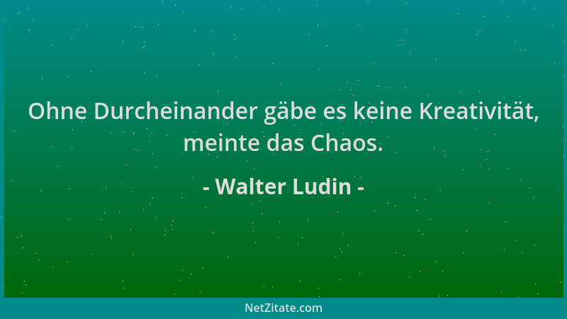 Walter Ludin - Ohne Durcheinander gäbe es keine Kreativität, meinte das Chaos....