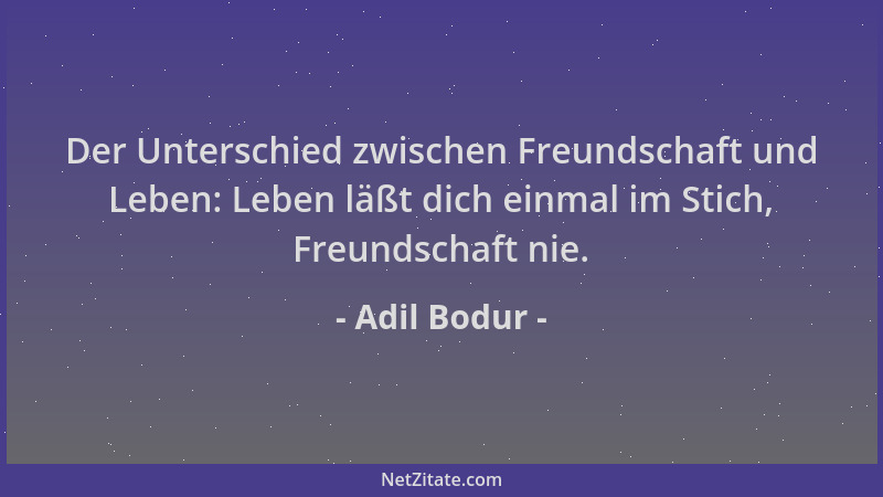 Adil Bodur - Der Unterschied zwischen Freundschaft und Leben: Leben läßt dich einmal im Stich, Freundschaft nie....