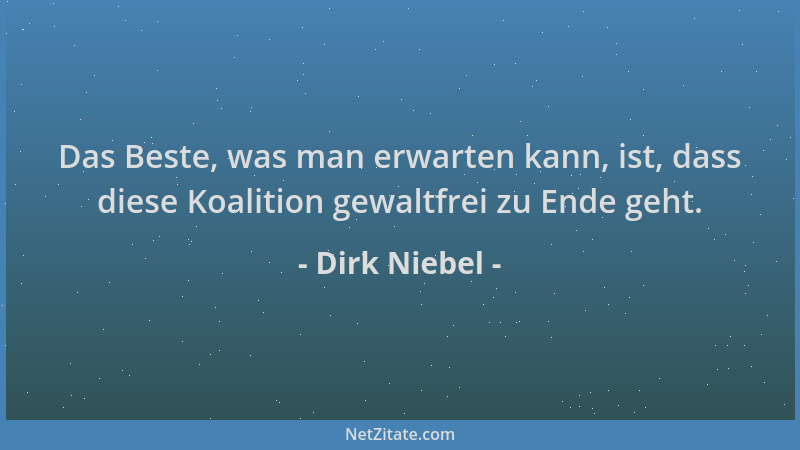 Dirk Niebel - Das Beste, was man erwarten kann, ist, dass diese Koalition gewaltfrei zu Ende geht....