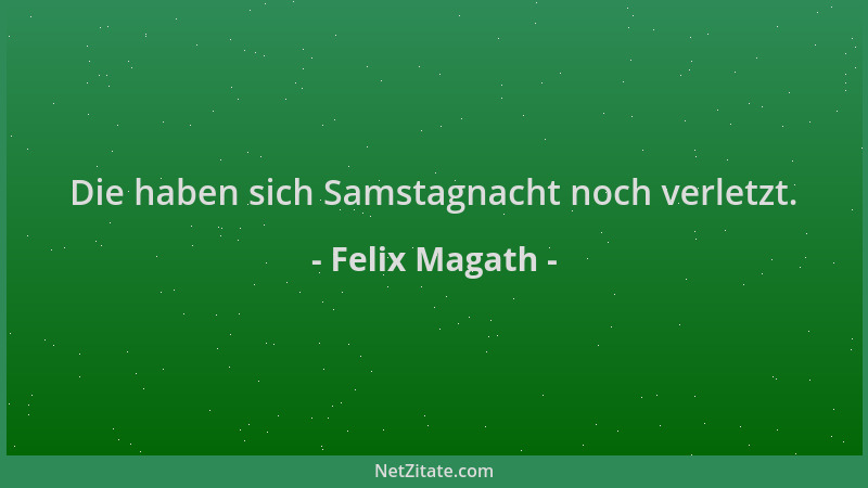Felix Magath - Die haben sich Samstagnacht noch verletzt....