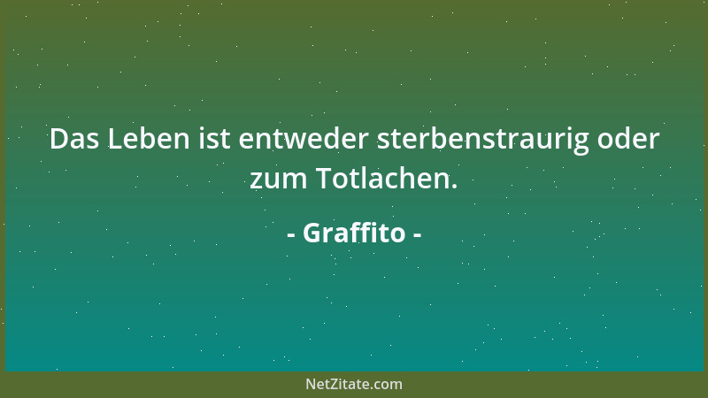 Graffito - Das Leben ist entweder sterbenstraurig oder zum Totlachen....