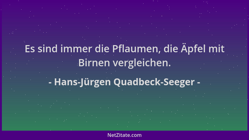 Hans-Jürgen Quadbeck-Seeger - Es sind immer die Pflaumen, die Äpfel mit Birnen vergleichen....
