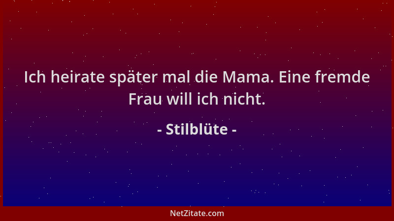 Stilblüte - Ich heirate später mal die Mama. Eine fremde Frau will ich nicht....
