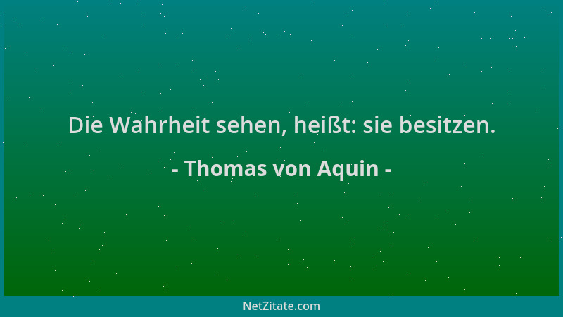 Thomas von Aquin - Die Wahrheit sehen, heißt: sie besitzen....