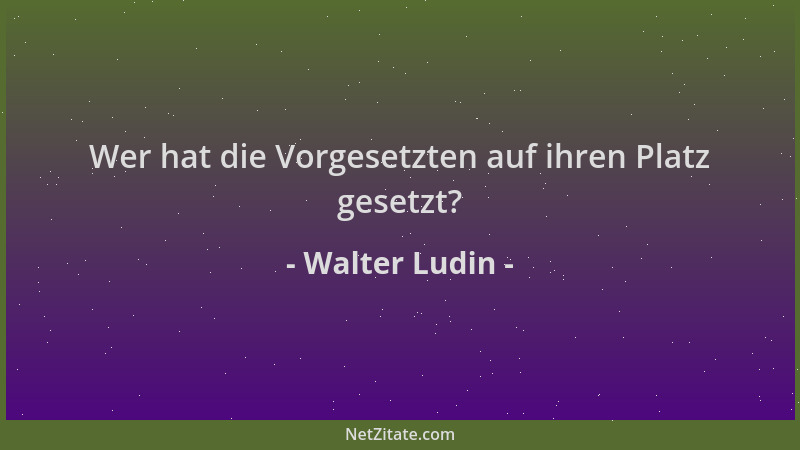 Walter Ludin - Wer hat die Vorgesetzten auf ihren Platz gesetzt?...