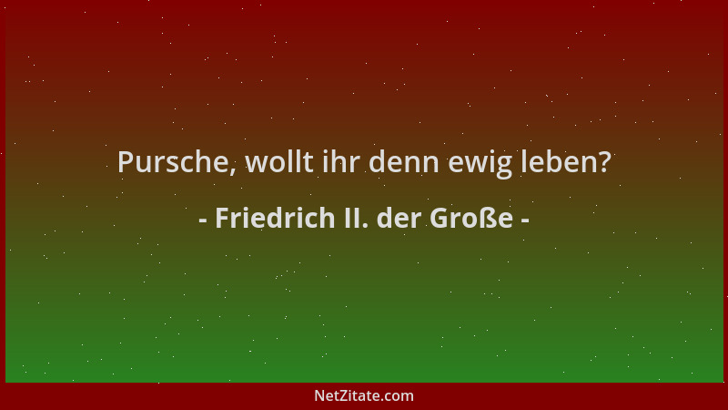 Friedrich II. der Große - Pursche, wollt ihr denn ewig leben?...