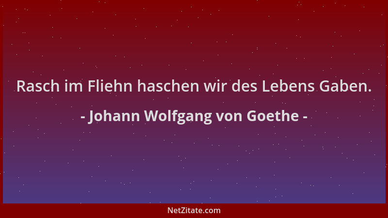Johann Wolfgang von Goethe - Rasch im Fliehn haschen wir des Lebens Gaben....