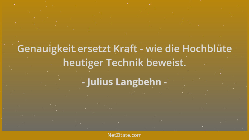 Julius Langbehn - Genauigkeit ersetzt Kraft - wie die Hochblüte heutiger Technik beweist....
