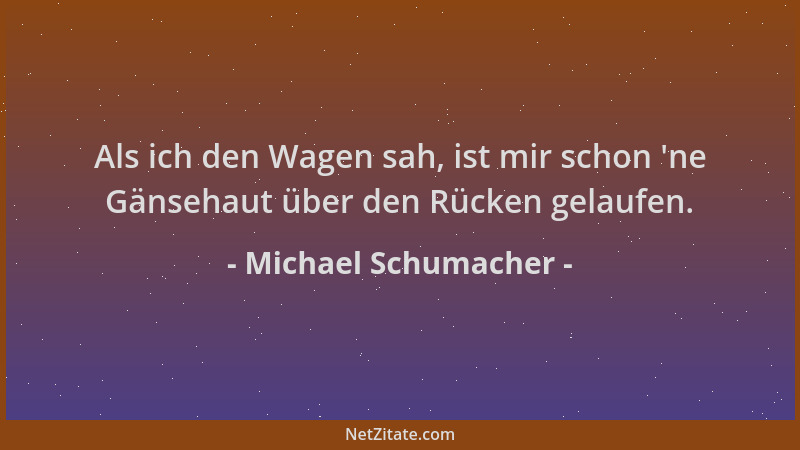 Michael Schumacher - Als ich den Wagen sah, ist mir schon  'ne Gänsehaut über den Rücken gelaufen....