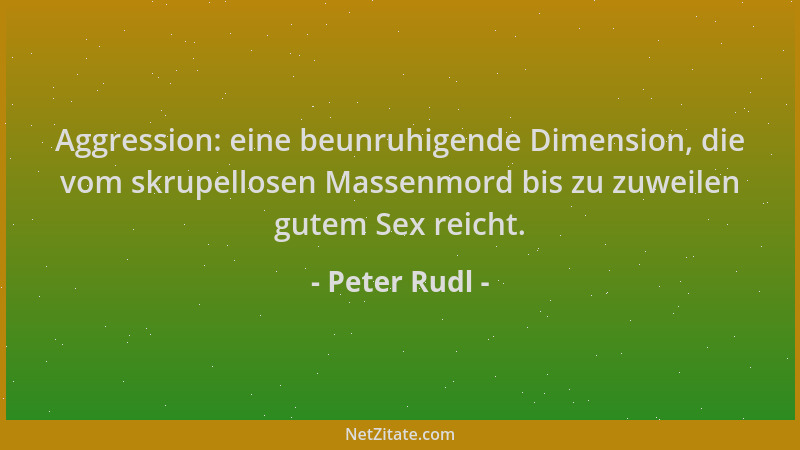 Peter Rudl - Aggression: eine beunruhigende Dimension, die vom skrupellosen Massenmord bis zu zuweilen gutem Sex reicht....