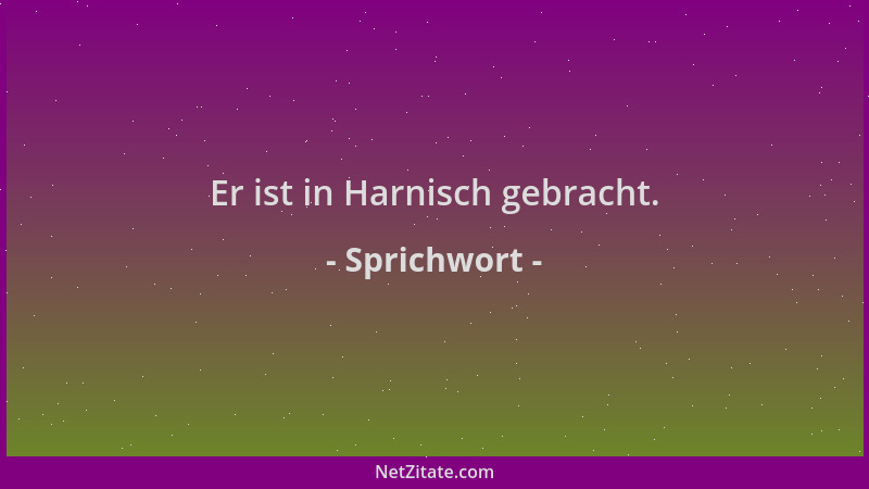 Sprichwort - Er ist in Harnisch gebracht....
