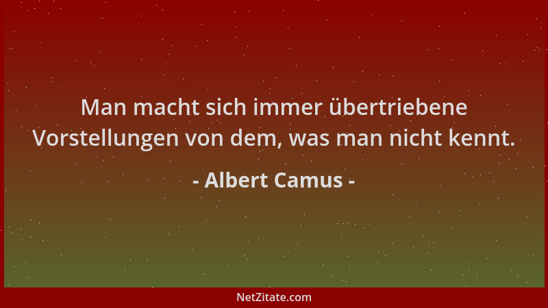 Albert Camus - Man macht sich immer übertriebene Vorstellungen von dem, was man nicht kennt....