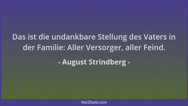 August Strindberg - Das ist die undankbare Stellung des Vaters in der Familie: Aller Versorger, aller Feind....