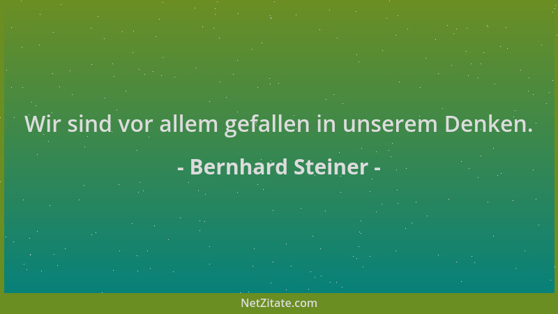 Bernhard Steiner - Wir sind vor allem gefallen in unserem Denken....