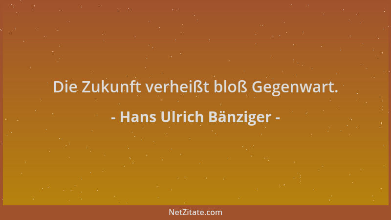 Hans Ulrich Bänziger - Die Zukunft verheißt bloß Gegenwart....