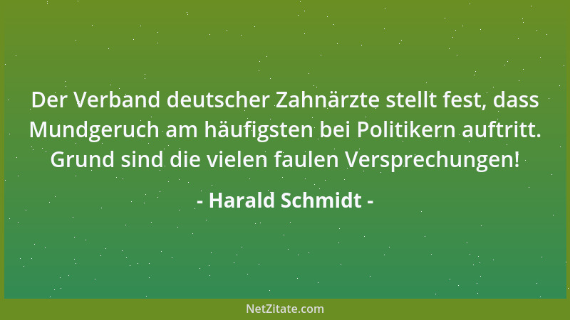 Harald Schmidt - Der Verband deutscher Zahnärzte stellt fest, dass Mundgeruch am häufigsten bei Politikern auftritt. Grund...