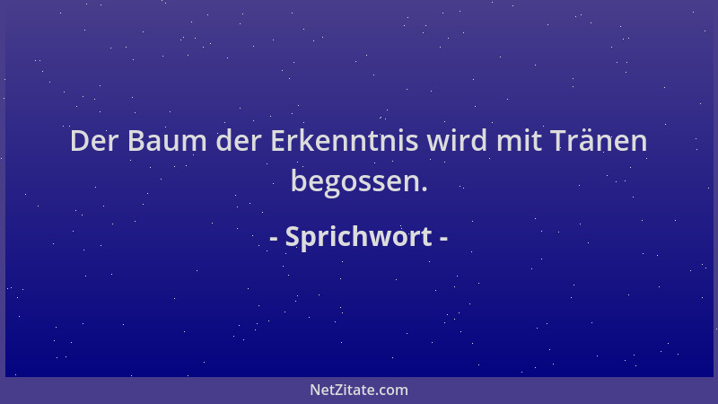 Sprichwort - Der Baum der Erkenntnis wird mit Tränen begossen....