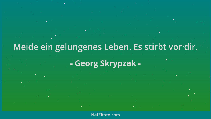 Georg Skrypzak - Meide ein gelungenes Leben. Es stirbt vor dir....