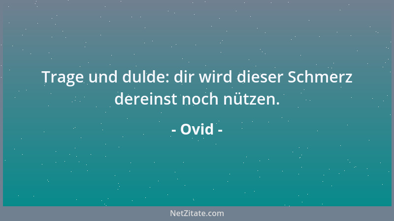 Ovid - Trage und dulde: dir wird dieser Schmerz dereinst noch nützen....