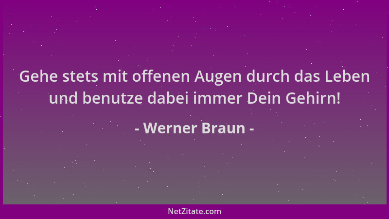 Werner Braun - Gehe stets mit offenen Augen durch das Leben und benutze dabei immer Dein Gehirn!...