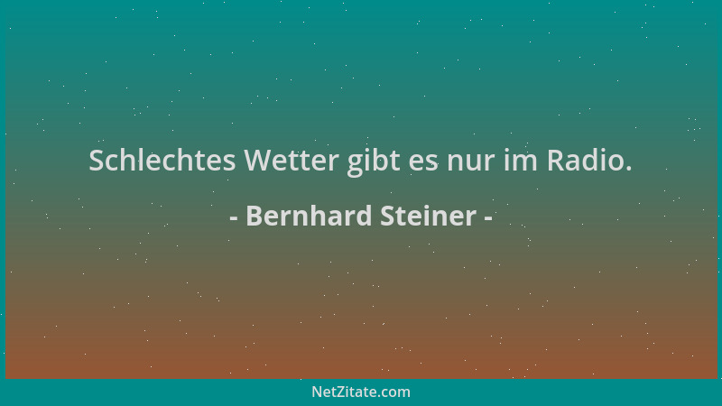 Bernhard Steiner - Schlechtes Wetter gibt es nur im Radio....