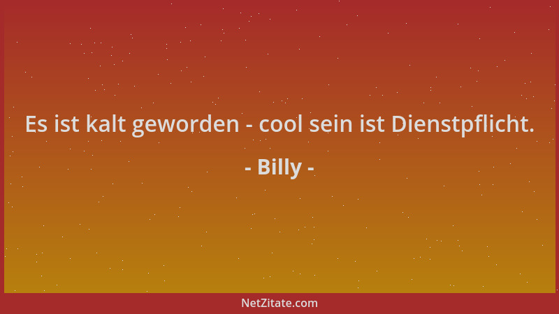 Billy - Es ist kalt geworden - cool sein ist Dienstpflicht....