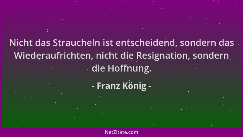 Franz König - Nicht das Straucheln ist entscheidend, sondern das Wiederaufrichten, nicht die Resignation, sondern die Hoffn...