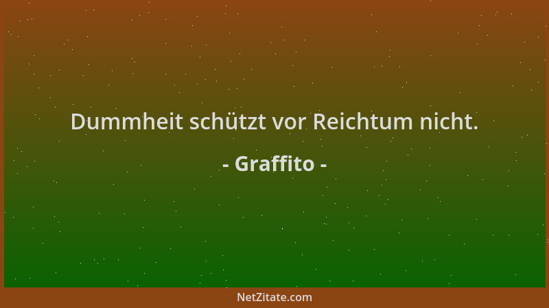 Graffito - Dummheit schützt vor Reichtum nicht....