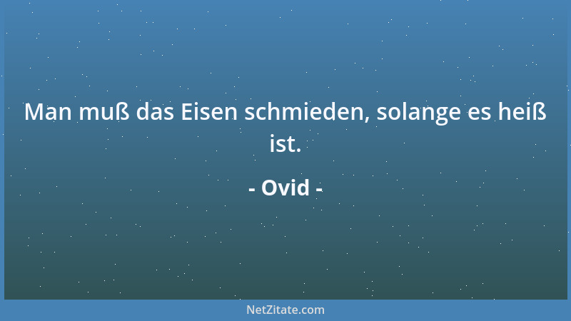 Ovid - Man muß das Eisen schmieden, solange es heiß ist....