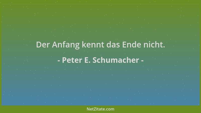 Peter E. Schumacher - Der Anfang kennt das Ende nicht....