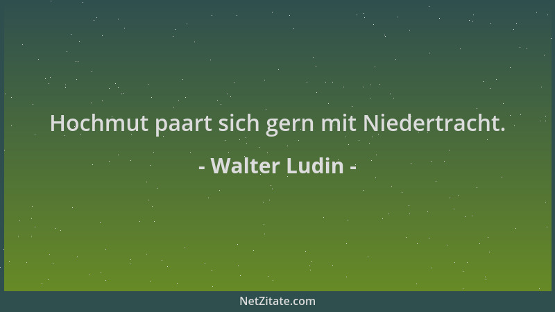 Walter Ludin - Hochmut paart sich gern mit Niedertracht....
