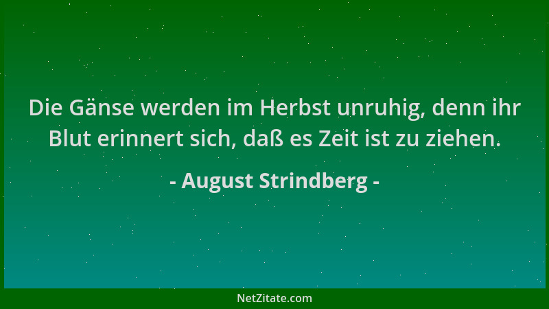August Strindberg - Die Gänse werden im Herbst unruhig, denn ihr Blut erinnert sich, daß es Zeit ist zu ziehen....