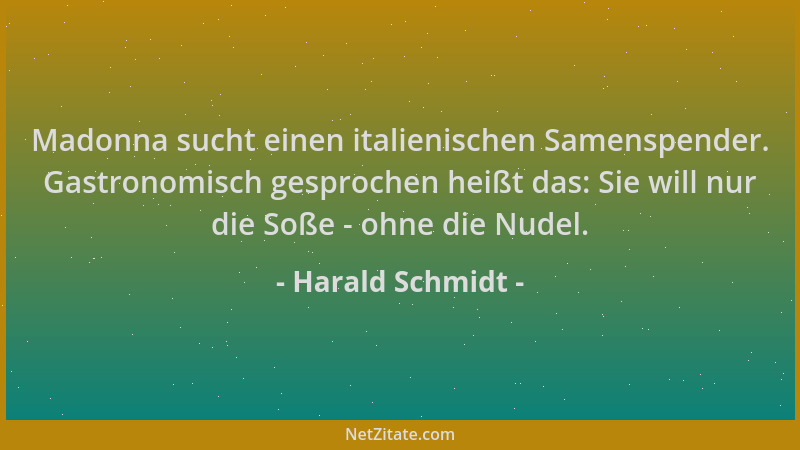 Harald Schmidt - Madonna sucht einen italienischen Samenspender. Gastronomisch gesprochen heißt das: Sie will nur die Soße...